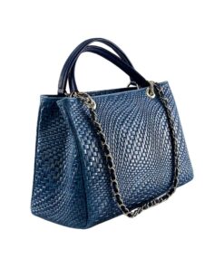 geanta piele naturală damă albastră