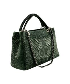 geanta piele naturală damă verde sticlă