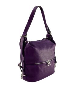 rucsac damă tip geantă mov din piele