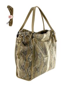 geanta de damă beige cu imprimeu piele de șarpe