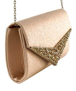 geanta plic roz damă decorată cu pietre