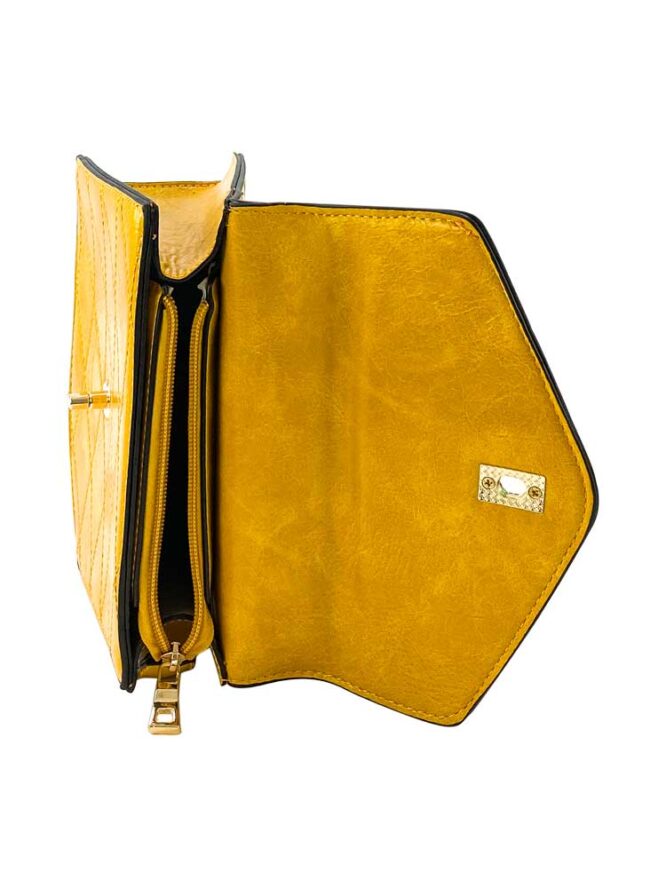 geanta galbenă mică de umăr cu lanț