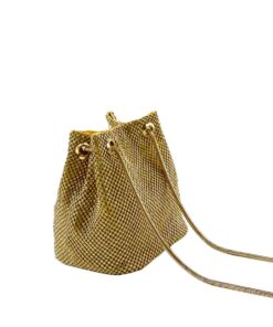 geanta de ocazie aurie tip saculeț cu pietre
