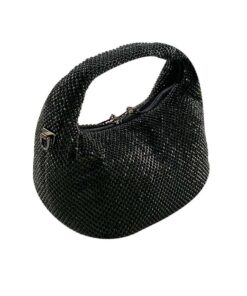 geanta de ocazie neagră tip coșuleț cu pietre