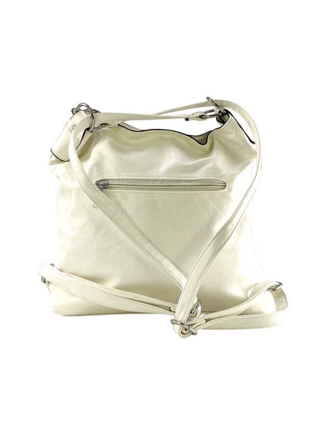 geanta tip rucsac alb din piele ecologică