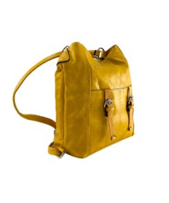 geanta tip rucsac galben din piele ecologică