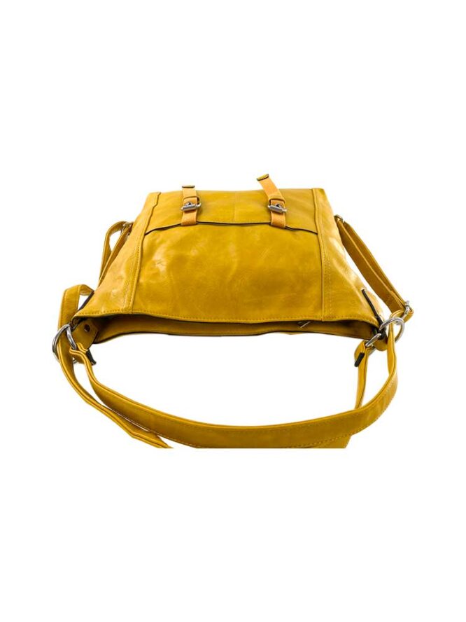 geanta tip rucsac galben din piele ecologică