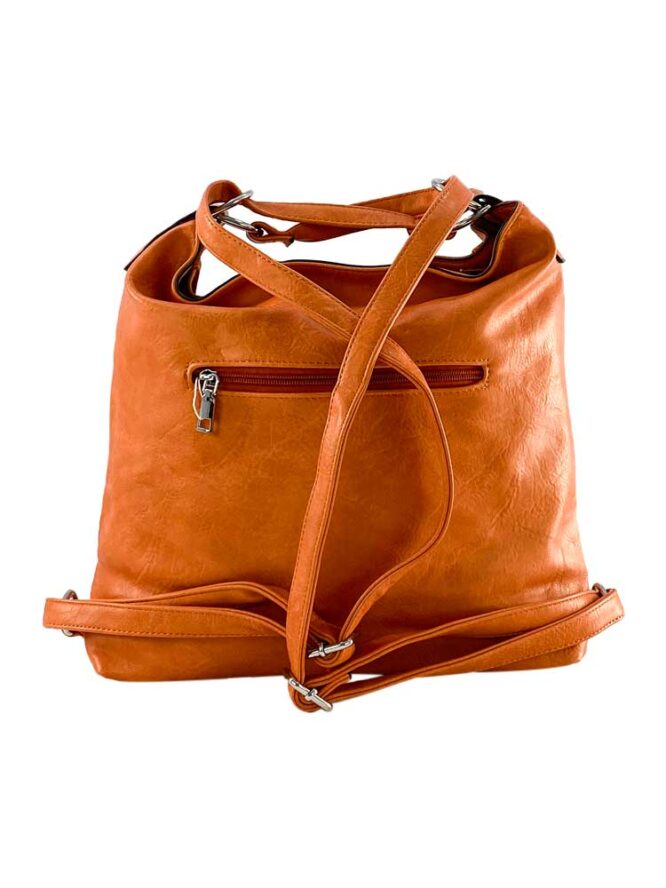 geanta tip rucsac portocaliu din piele ecologică