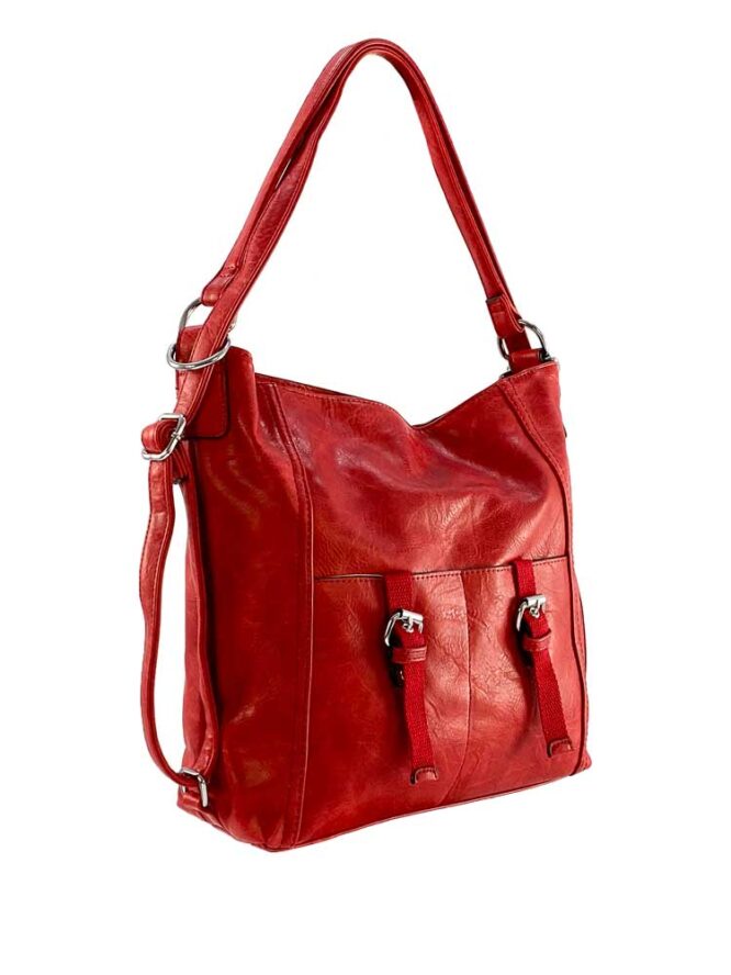 geanta tip rucsac roșu din piele ecologică