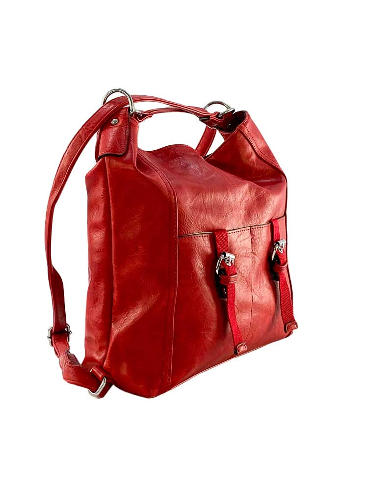 geanta tip rucsac roșu din piele ecologică