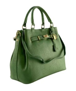 geanta de damă verde din piele naturală mare