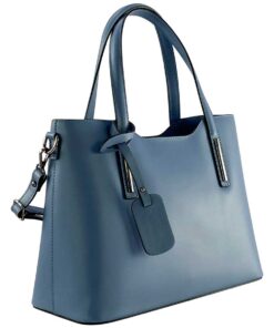 geanta albastră damă piele naturală cearată