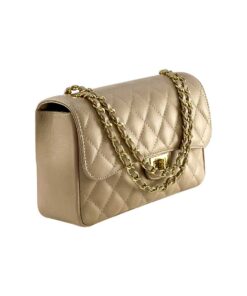 Geanta mică roz prăfuit din piele naturală