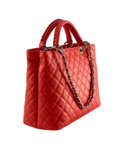 geanta de damă corai din piele naturală matlasată