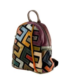 Rucsac damă din piele cu model geometric abstract - un accesoriu elegant și versatil.