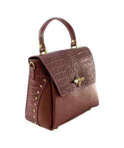 Geanta de dama roz prafuit din piele naturala cu design modern și buzunare interioare