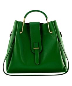 geanta de umăr din piele naturală verde