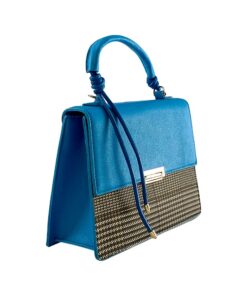 geanta dama în carouri albastră