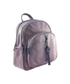 rucsac de damă de mărime medie mov din piele ecologică cu multiple buzunare și bretele reglabile
