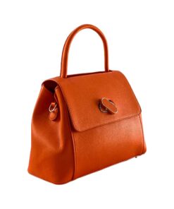 geanta dama eleganta portocalie din piele ecologica cu maner