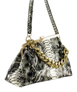 Geantă neagră animal print asimetrică