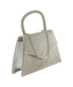 Geantă de seară argintie cu pietre sclipitoare - O bijuterie pentru ținutele tale elegante