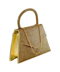 Geantă de seară aurie cu pietre sclipitoare - Accesoriul rafinat pentru stilul tău de lux