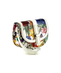 Geantă mică de umăr albă cu flori