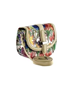 Geantă mică de umăr crem cu imprimeu floral