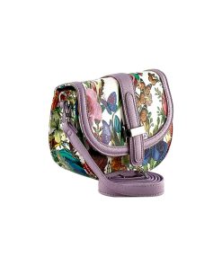 Geantă mică de umăr mov cu imprimeu floral